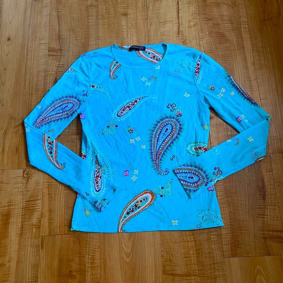 Kenneth Cole Tops - Kenneth Cole Y2K Vintage Long Sleeve Paisley Top